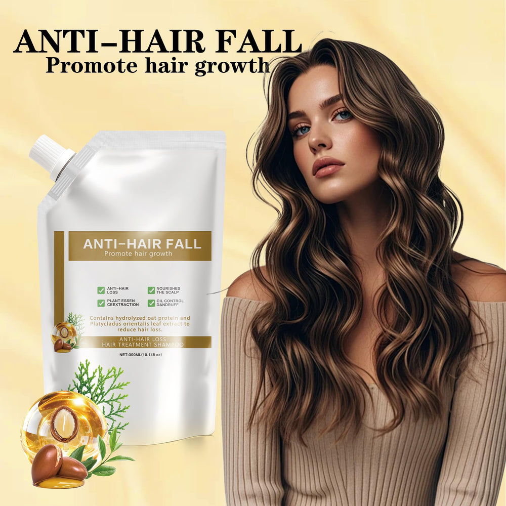 Bership Anti Hair Loss Shampoo displayed on a bathroom shelf for all hair types daily care