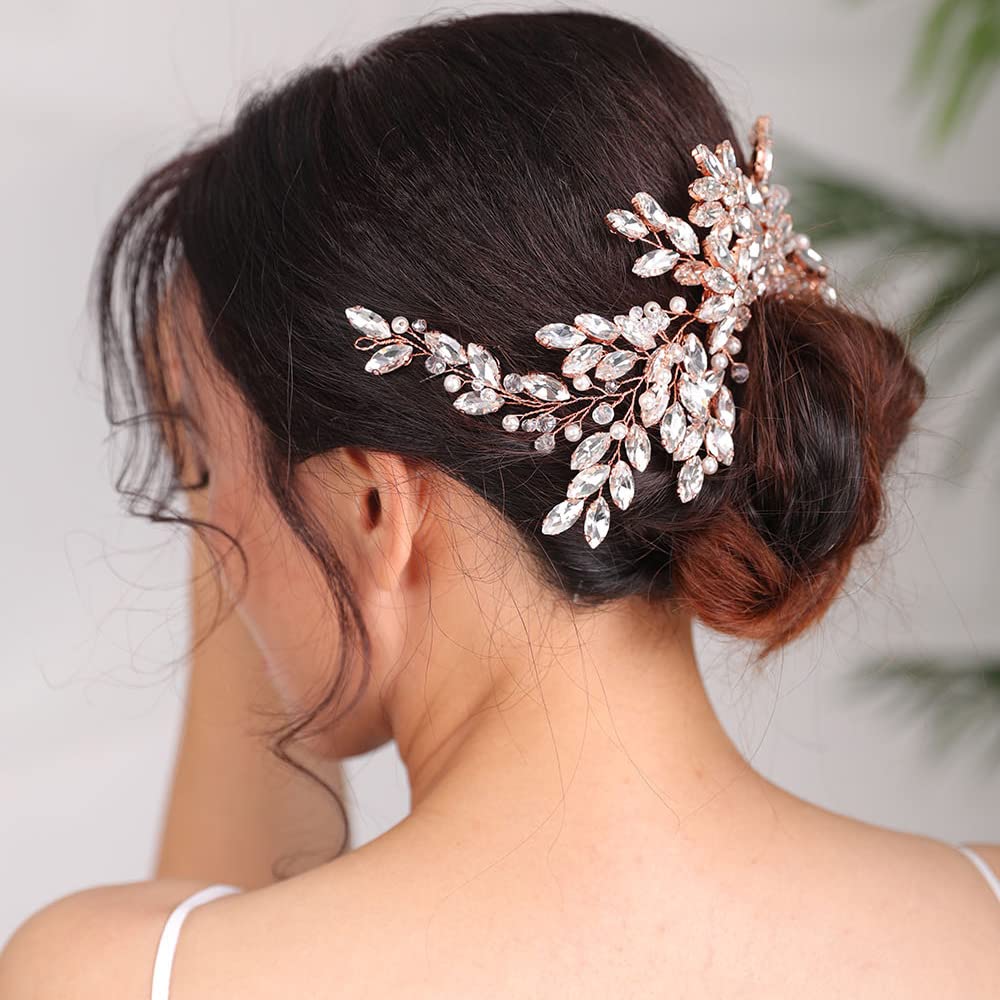 BERYUAN rhinestone crystal flower detail on a handmade headpiece