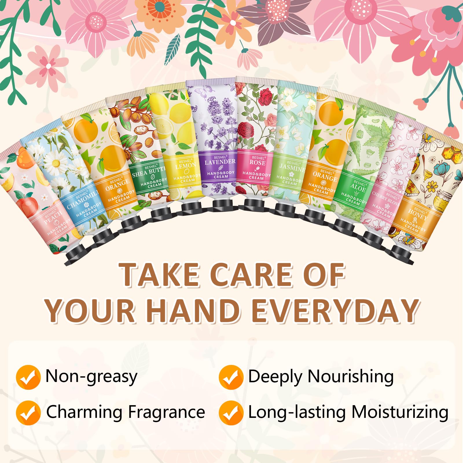 BESNEL mini hand creams travel-size tubes ready for on-the-go