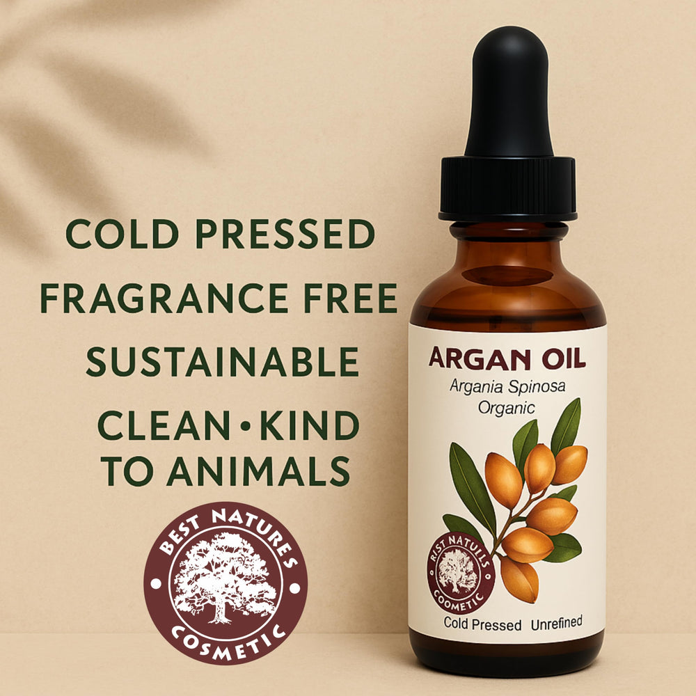 Best Nature's Cosmetics Argan Oil amber packaging preserves potency and purity
