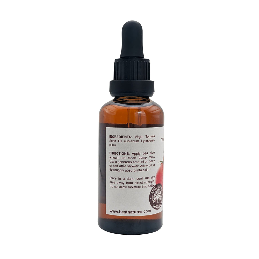Best Nature's Cosmetics tomato seed oil provides lightweight moisture for daily care.