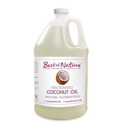 Best of Nature fractionated coconut oil bottle for lightweight hydration and quick absorption.