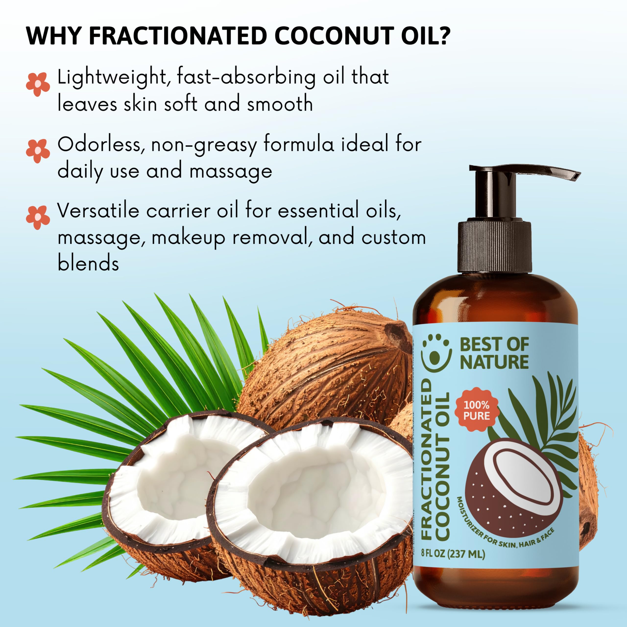 Best of Nature unscented fractionated coconut oil ready for DIY blends.