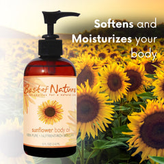 Best of Nature Sunflower Massage Oil on skin delivering deep moisture and softness