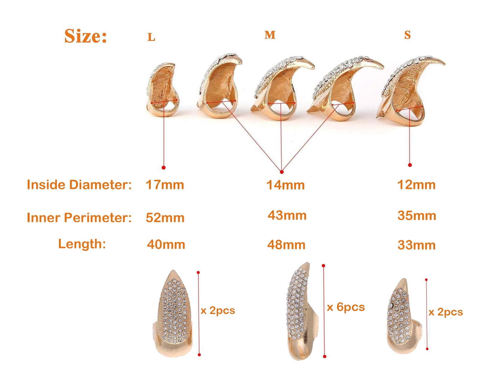 Bestga 3-sizes-for-claw-nails shows large, medium, and small fit options