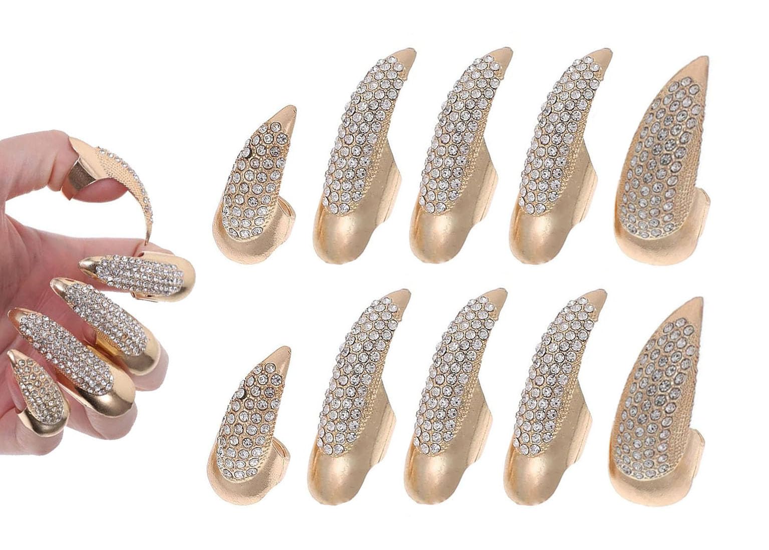 Bestga crystal-paved full finger design claws add dramatic glow to Halloween looks