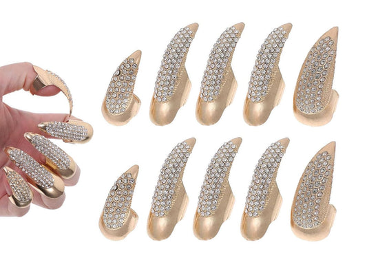 Bestga crystal-paved full finger design claws add dramatic glow to Halloween looks