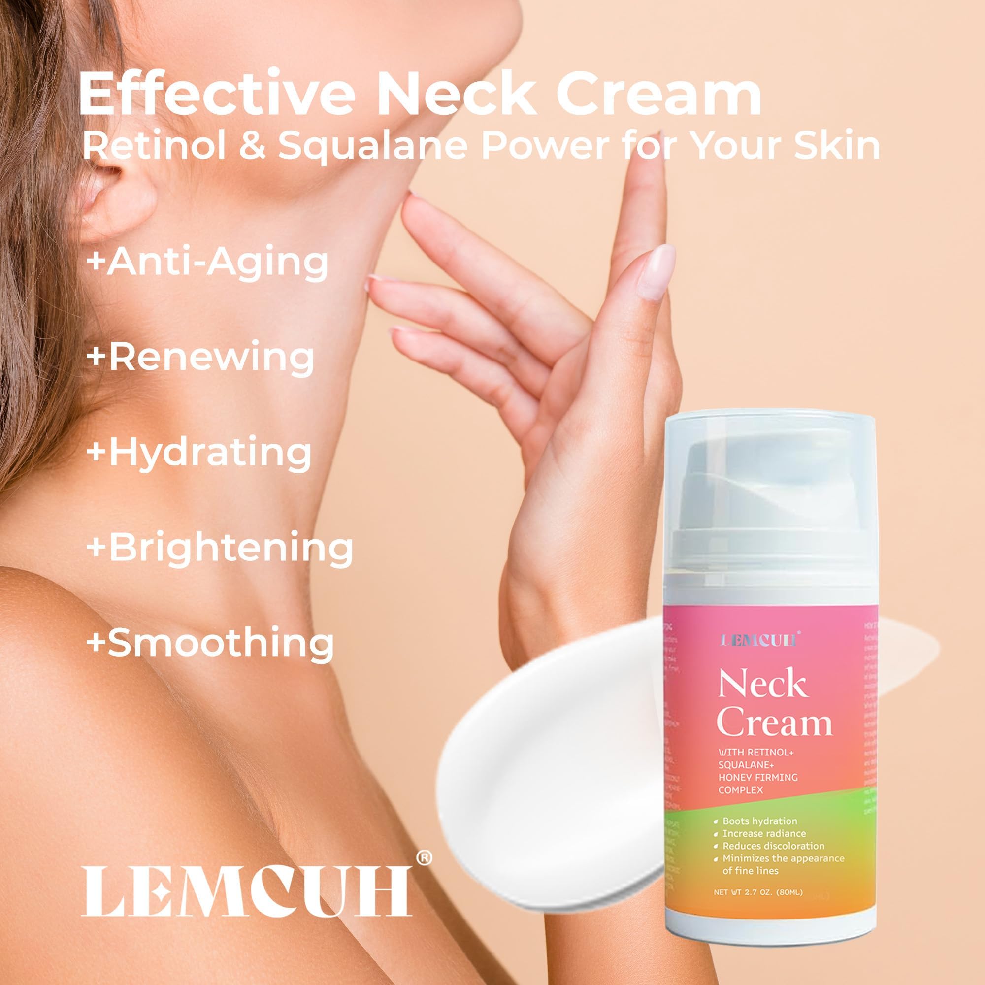 Bestkiss Neck Cream being applied to the neck to illustrate hydration.
