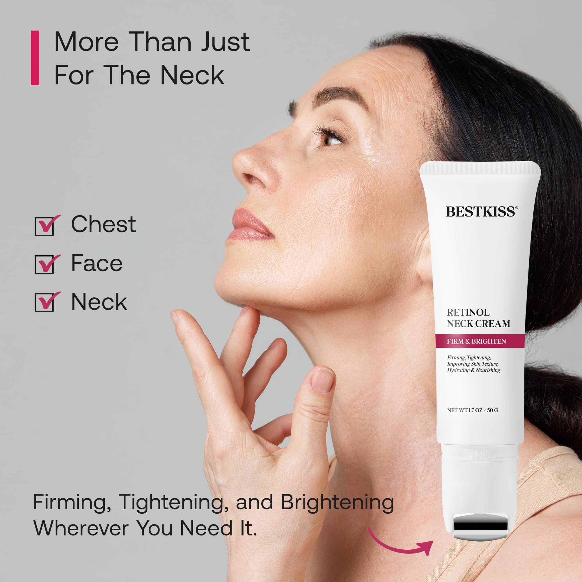 Bestkiss hyaluronic acid hydrates and helps plump neck skin