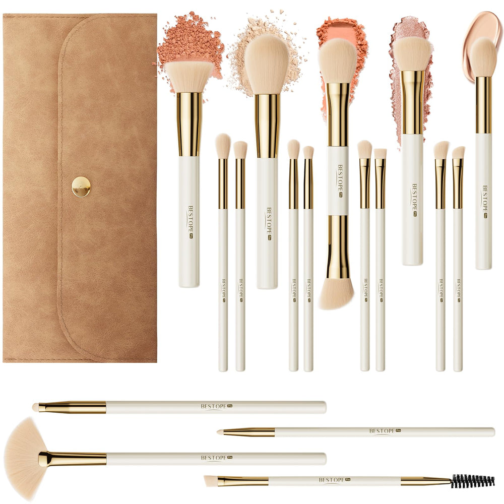 BESTOPE PRO makeup brush set front view for beginners seeking a complete daily look.