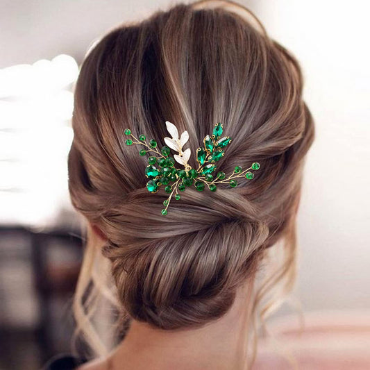BETITETO gold vine hair piece highlights the leaf detail for formal hairstyles