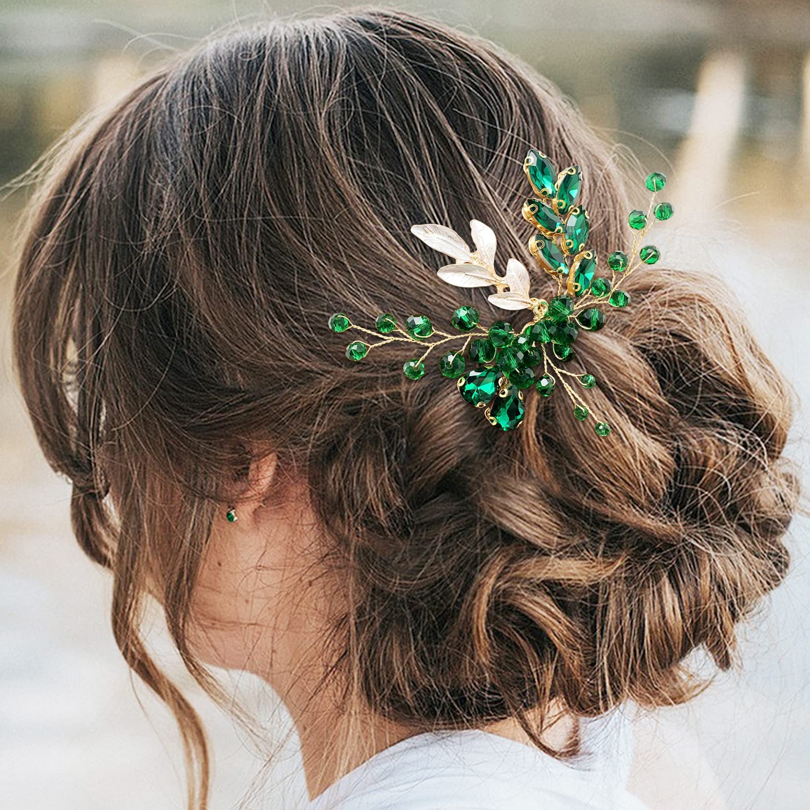 BETITETO rhinestone side comb enhancing bridesmaid hairstyles with subtle shimmer