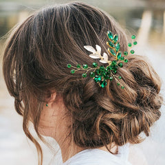 BETITETO rhinestone side comb enhancing bridesmaid hairstyles with subtle shimmer