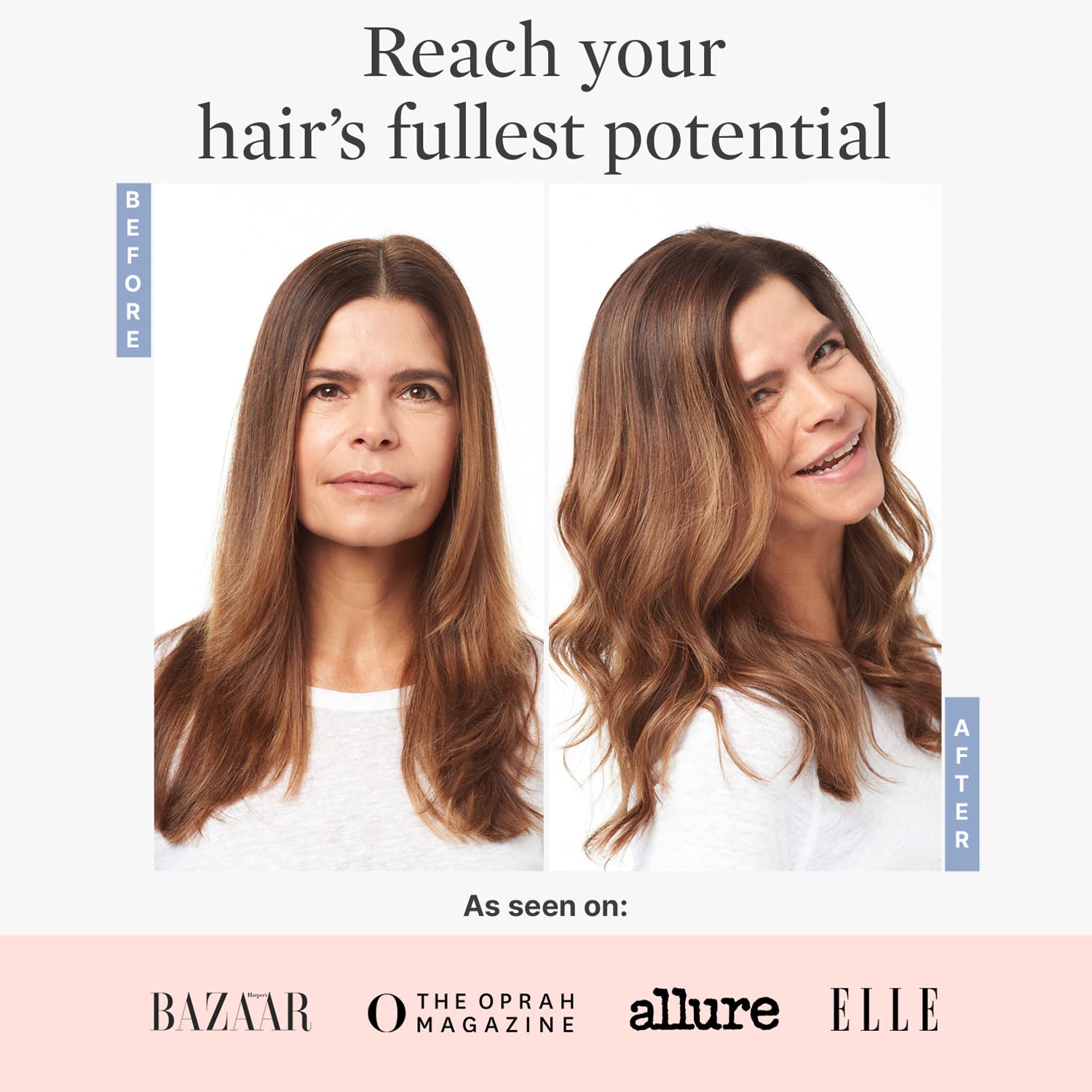 Better Not Younger fine-hair volume test before-after scenario.