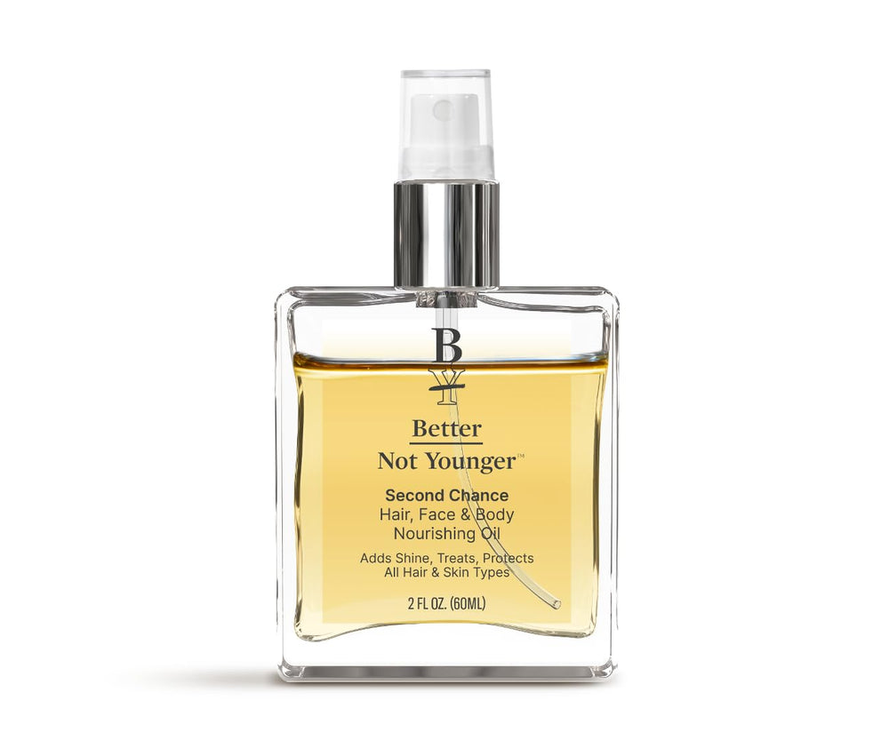 Better Not Younger Nourishing Oil face bottle shows lightweight hydration for skin