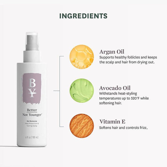 Better Not Younger Thickening Spray at roots adds volume and texture for fuller looking hair