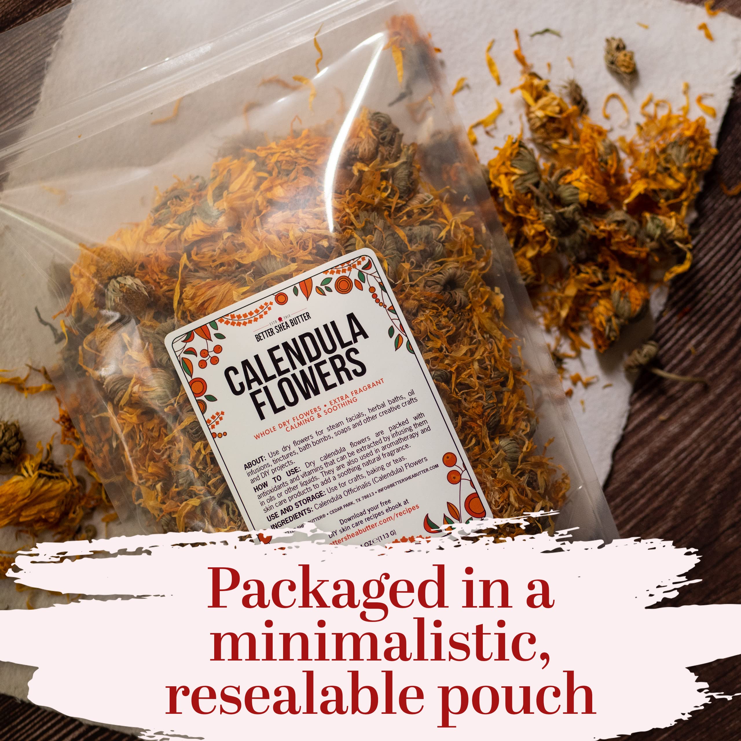 Better Shea Butter calendula flowers for pet snacks, a gentle nibble for small mammals.