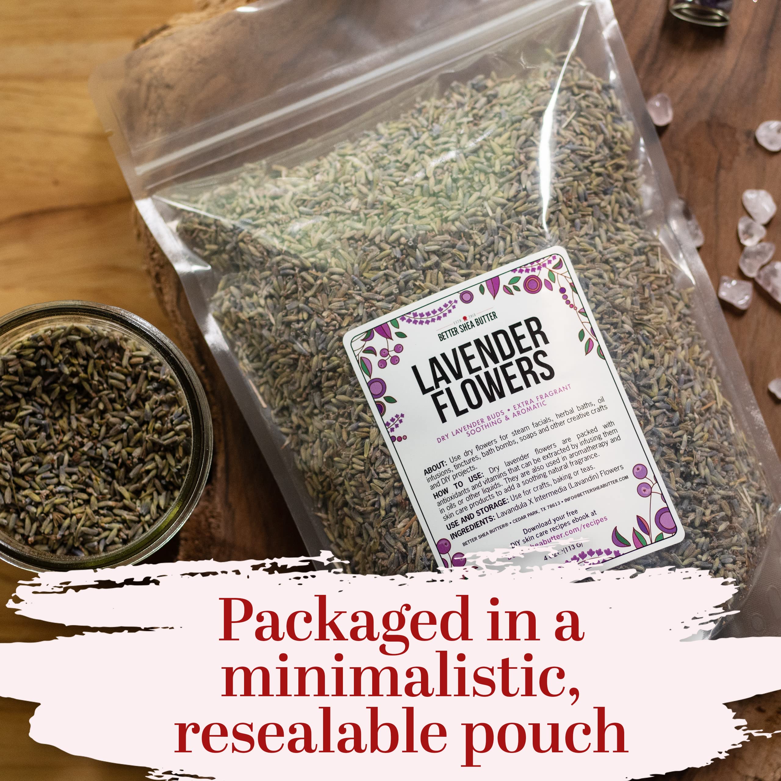 Better Shea Butter dried lavender for sachets, bath salts, and more