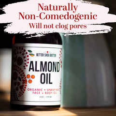 Better Shea Butter Organic Almond Oil texture shows non-greasy, fast-absorbing hydration.