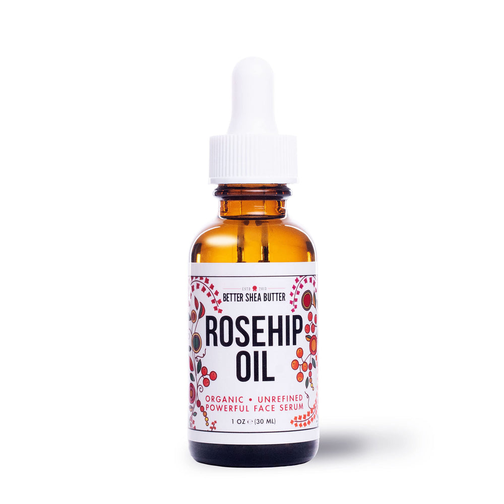 Better Shea Butter Organic Rosehip Oil bottle for daily facial hydration