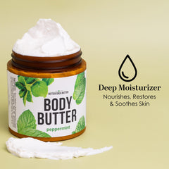 Better Shea Butter Peppermint Lotion ingredients highlight raw shea butter and jojoba oil.