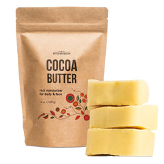 Better Shea Butter Raw Cocoa Butter Block, melts smoothly for easy skin moisturization.