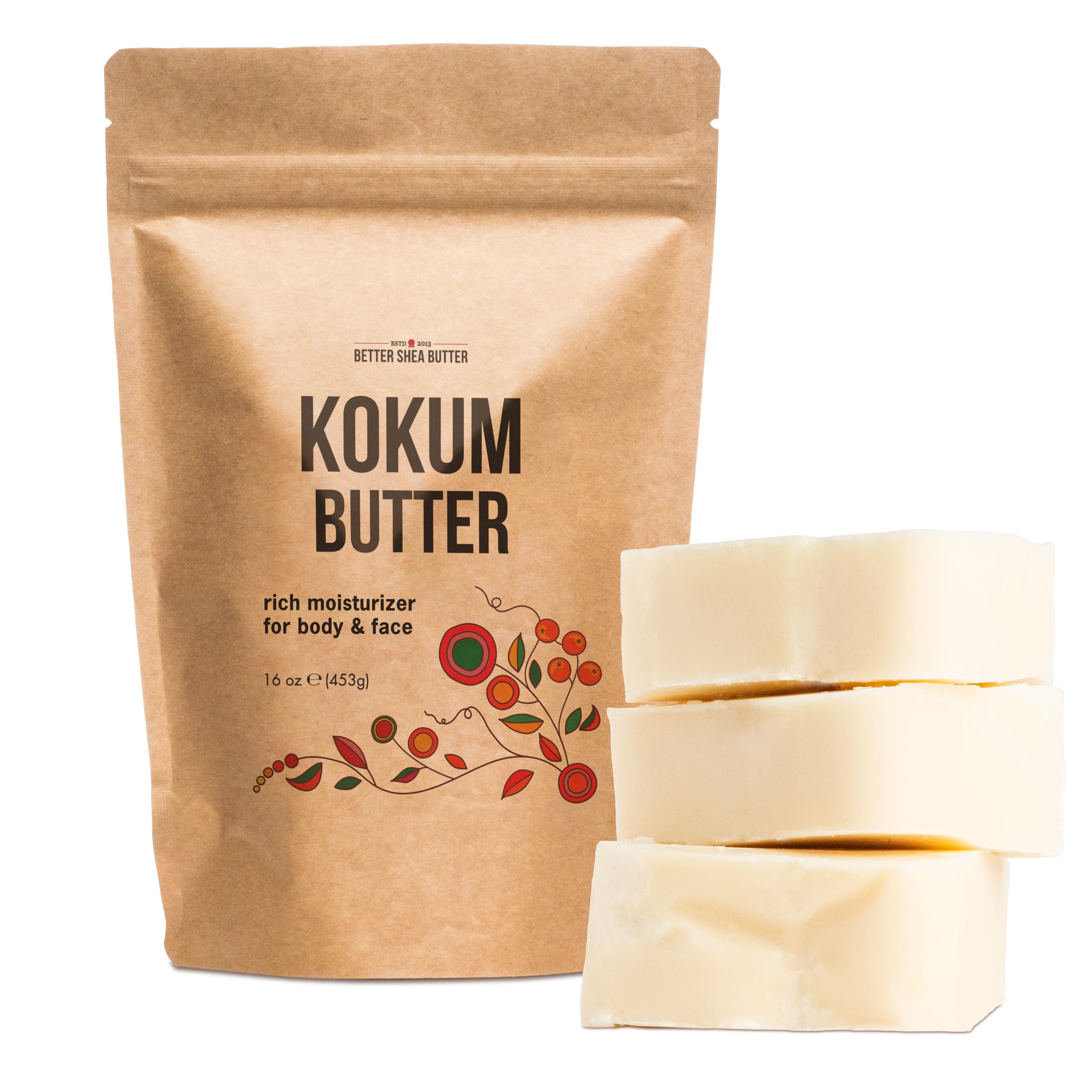 Better Shea Butter Kokum Butter block unscented raw form for DIY skincare