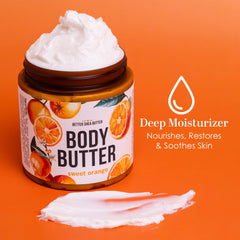 Better Shea Butter whipped texture with orange vanilla scent for smooth skin.
