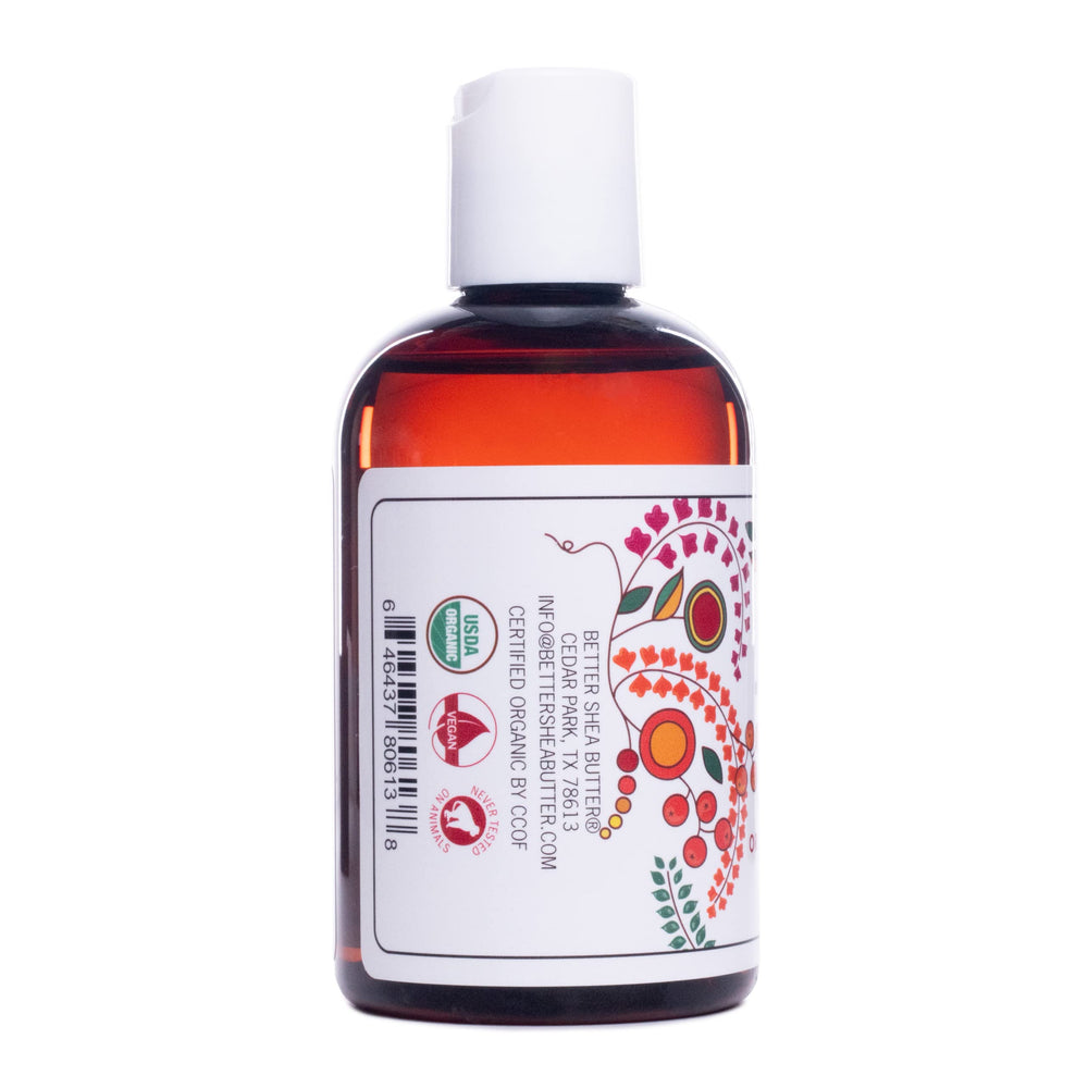 Better Shea Butter Organic Jojoba Oil packaging highlights organic purity.