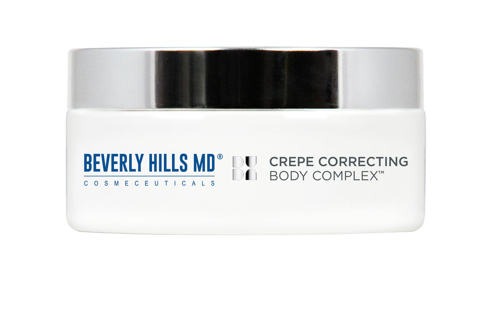 Beverly Hills MD Crepe Correcting Body Complex bottle delivers hydration for smoother skin