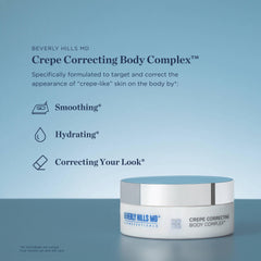 Beverly Hills MD Crepe Correcting Body Complex jar close-up reveals rich smoothing cream texture