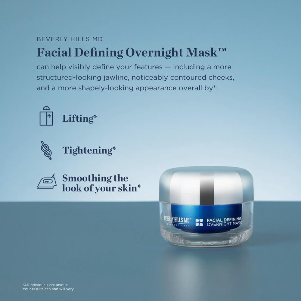 Beverly Hills MD Overnight Mask jar with creamy texture for smoothing.