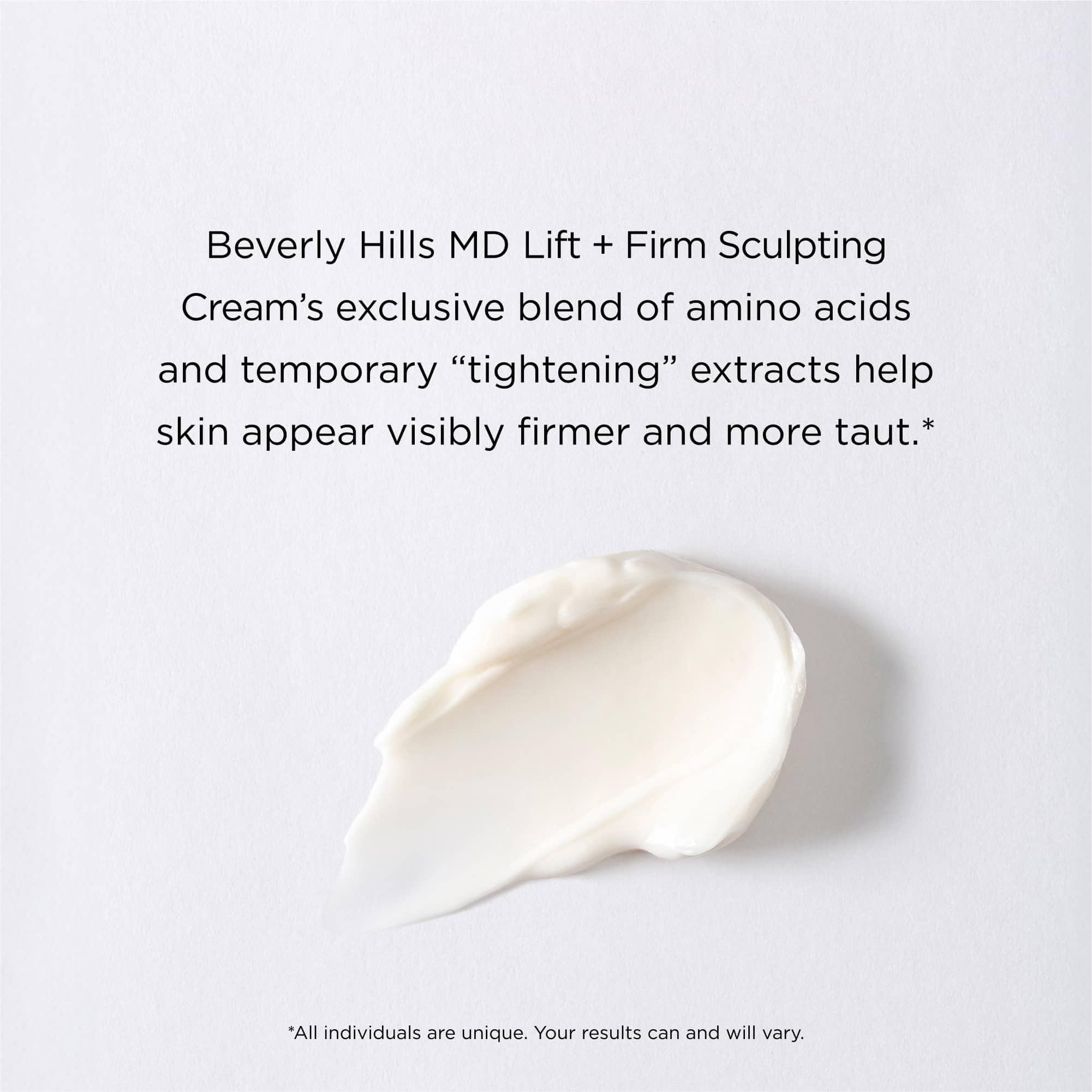Beverly Hills MD Lift & Firm cream applied to the neck for contouring.