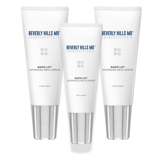 Beverly Hills MD Rapid-Lift neck serum application for firmer neck and smoother skin