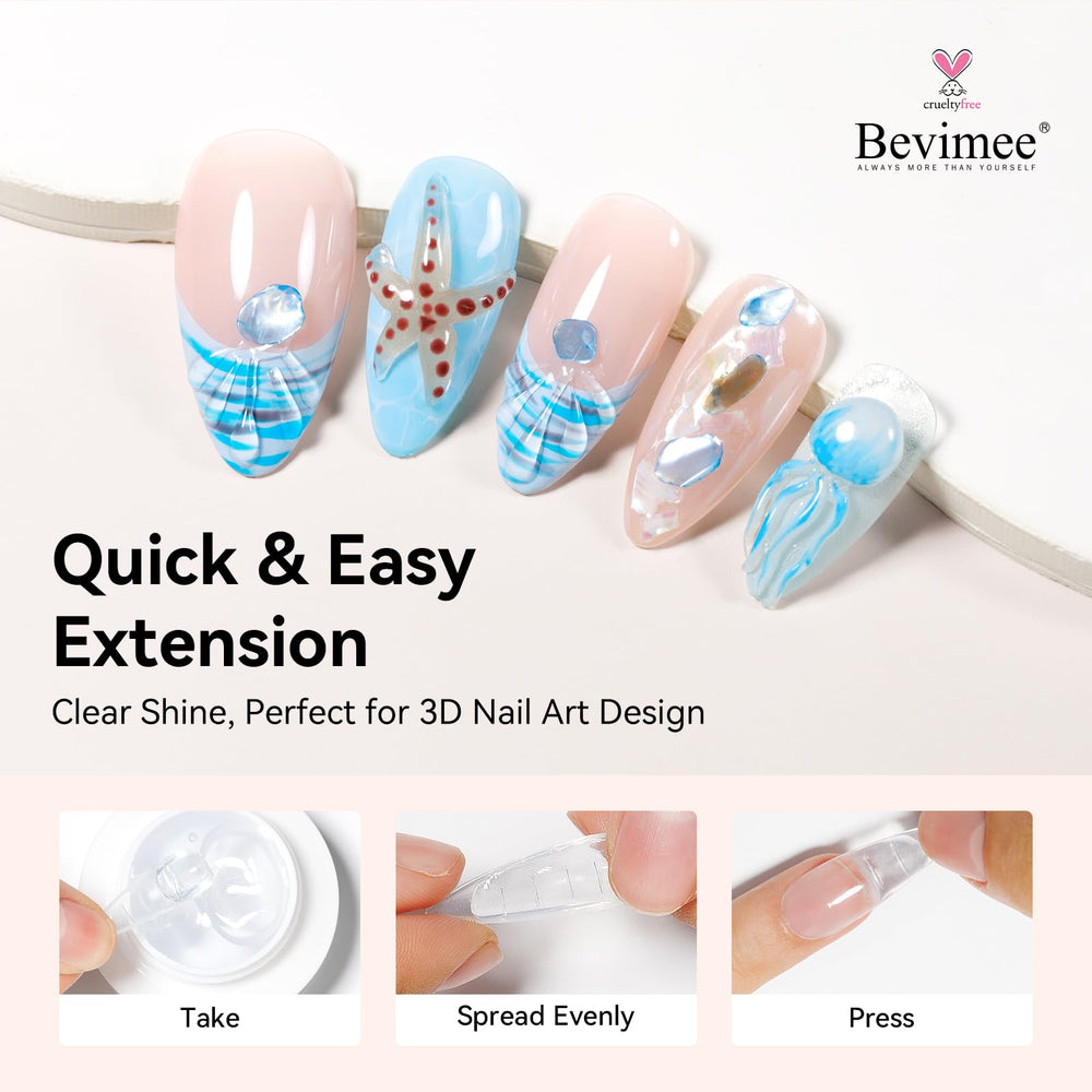 Bevimee 3D sculpting gel texture with high clarity and tenacity.