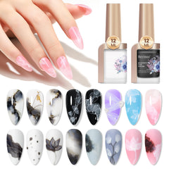 Bevimee Blooming Gel White Marble Ink for delicate, luminous nail designs.