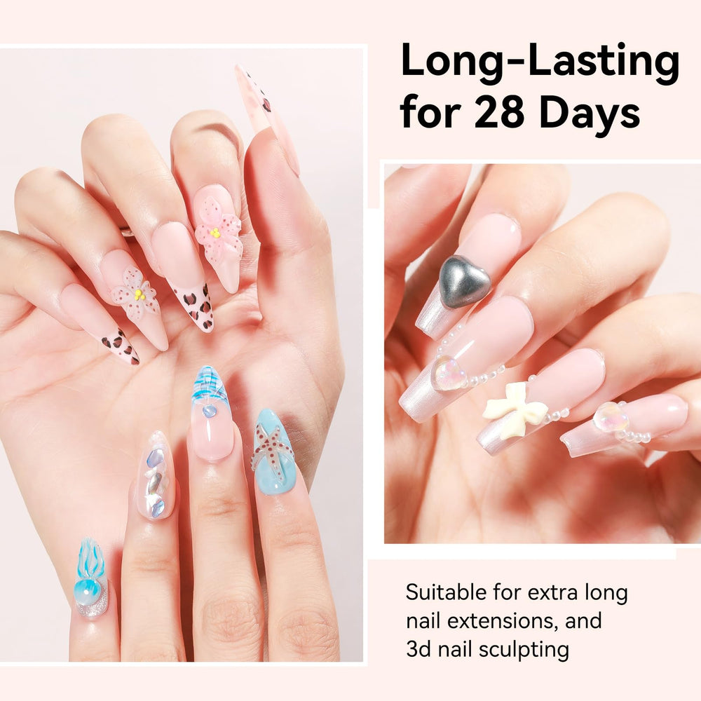 Bevimee clear gel during curing, showing quick set and shine.