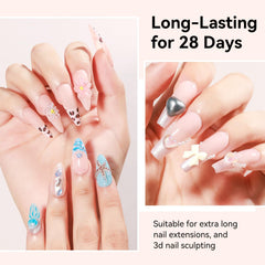 Bevimee clear gel during curing, showing quick set and shine.