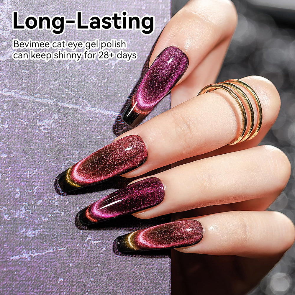 Bevimee galaxy glitter effect shows shimmering 9D cat-eye transformation.