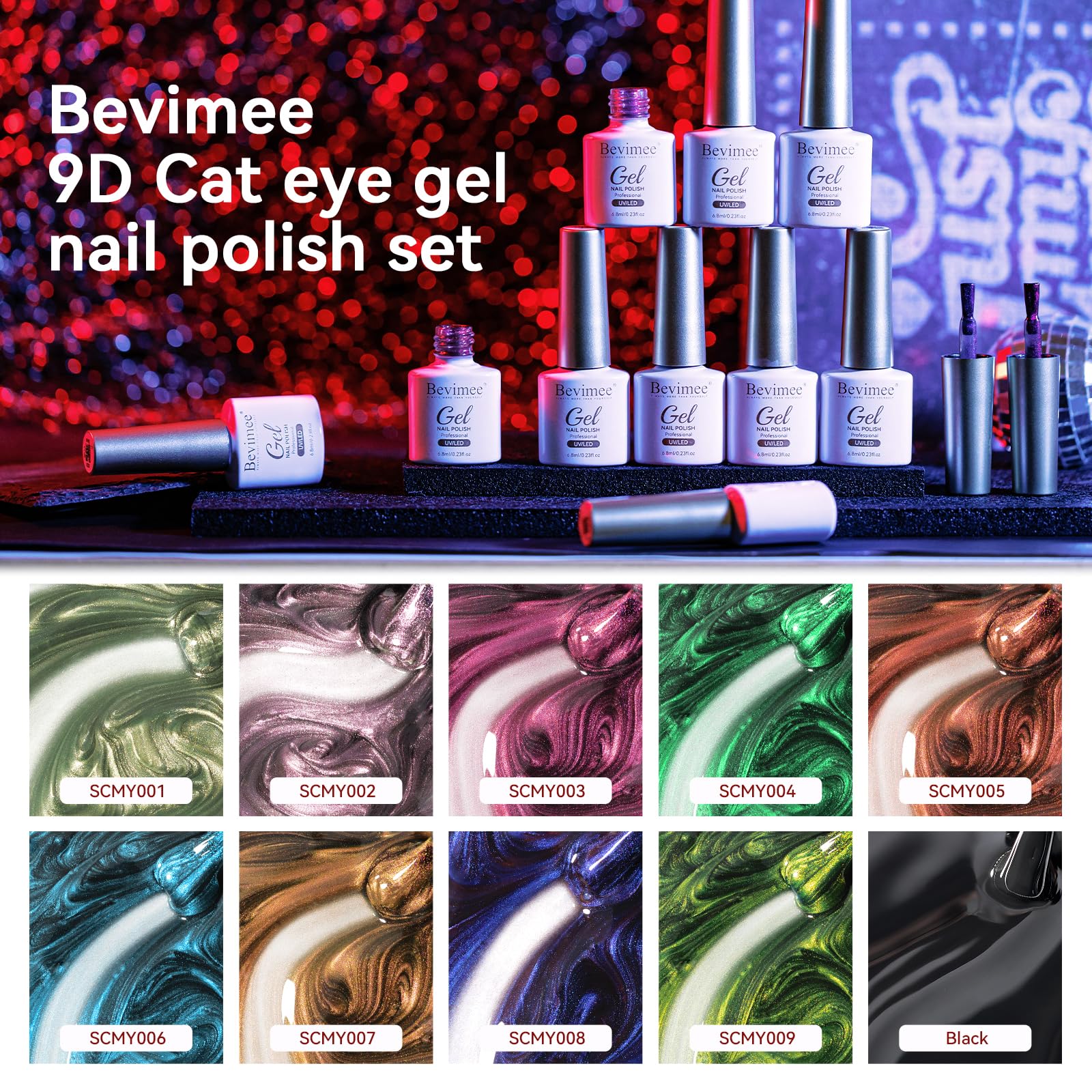Bevimee magnetic stick helps create precise cat-eye effects during application.