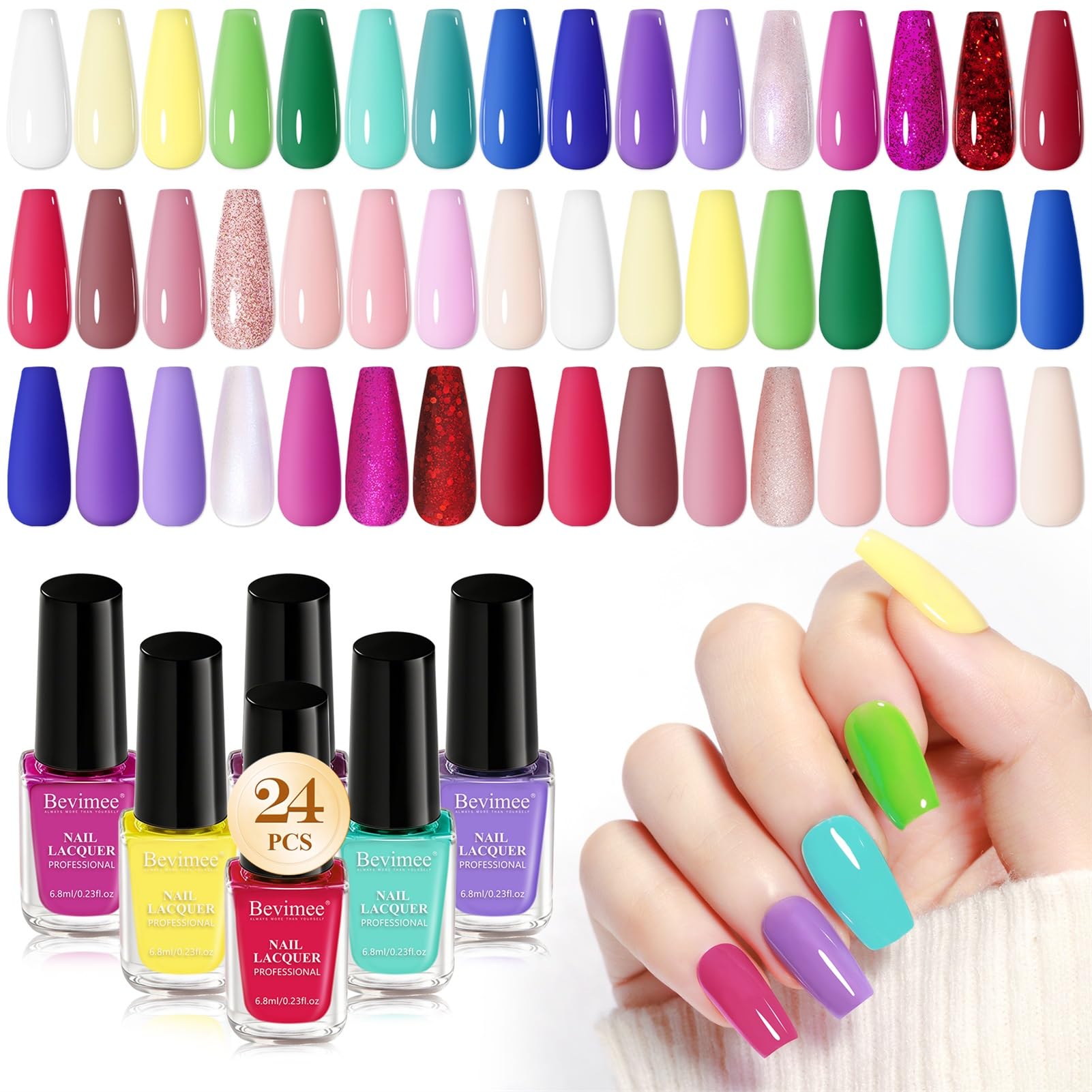 Bevimee Nail Polish Set color palette display for versatile at-home manicures