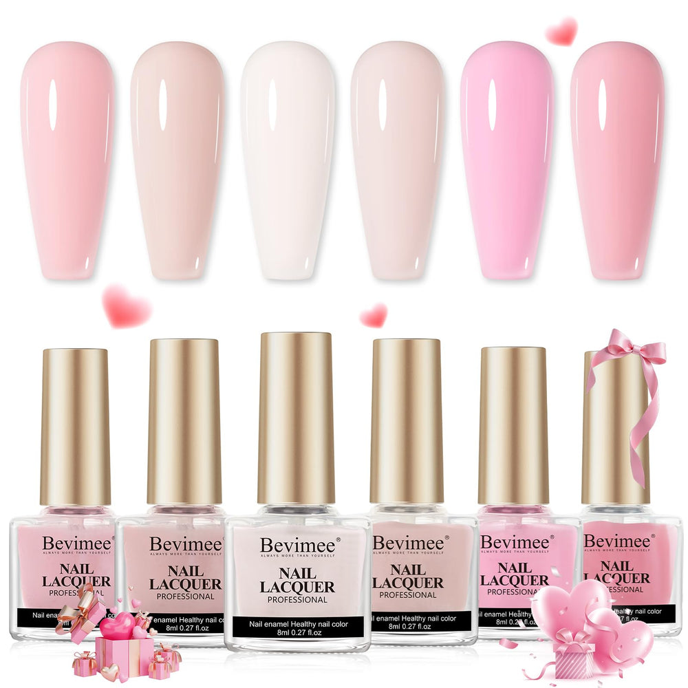 Bevimee Nude Nail Polish Set color swatches for versatile everyday looks