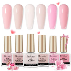 Bevimee Nude Nail Polish Set color swatches for versatile everyday looks