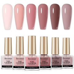 Bevimee Pink Quick Dry set bottle close-up showcasing six vibrant shades for versatile daily looks.
