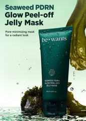 BE+WANTS Seaweed PDRN Peel-Off Jelly Mask being applied with an easy glide on the skin.