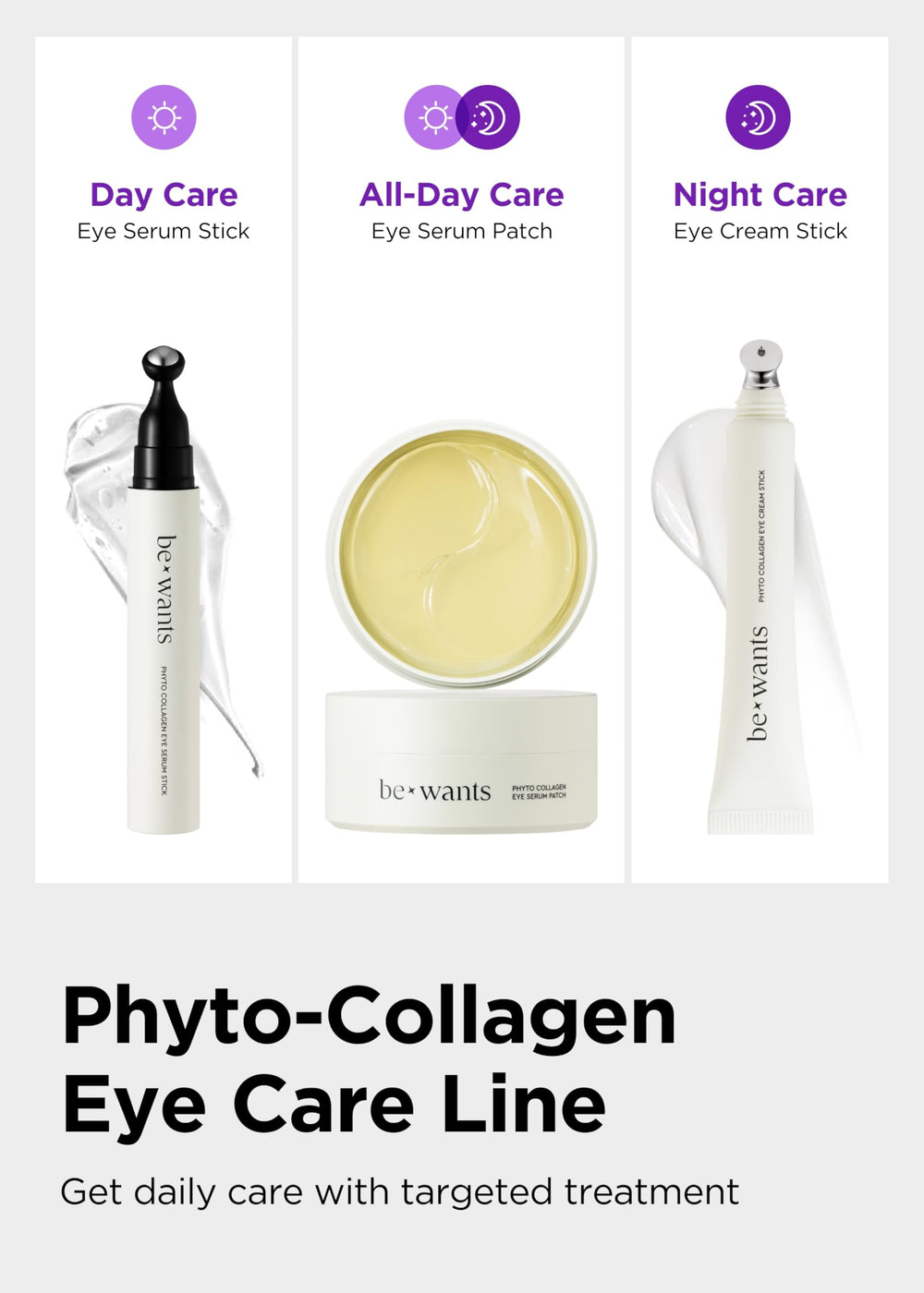 BE+WANTS under-eye closeup shows smooth texture and refreshed look