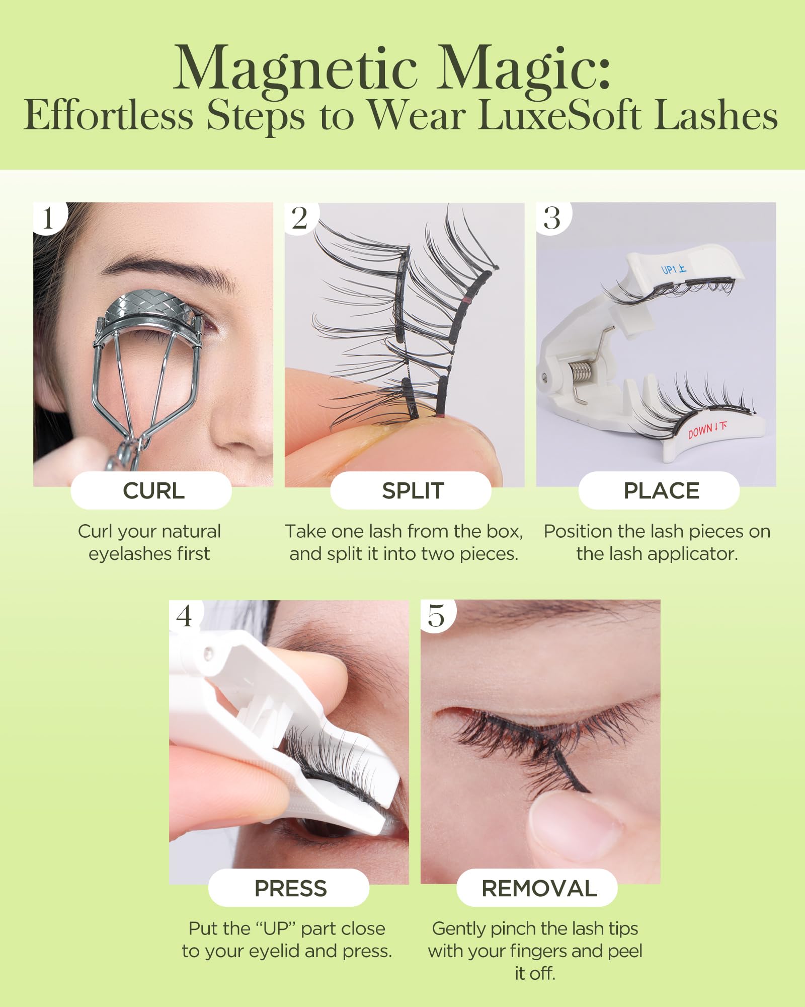 BEYELIAN magnetic eyelashes packaging and quick-start guide supports effortless use