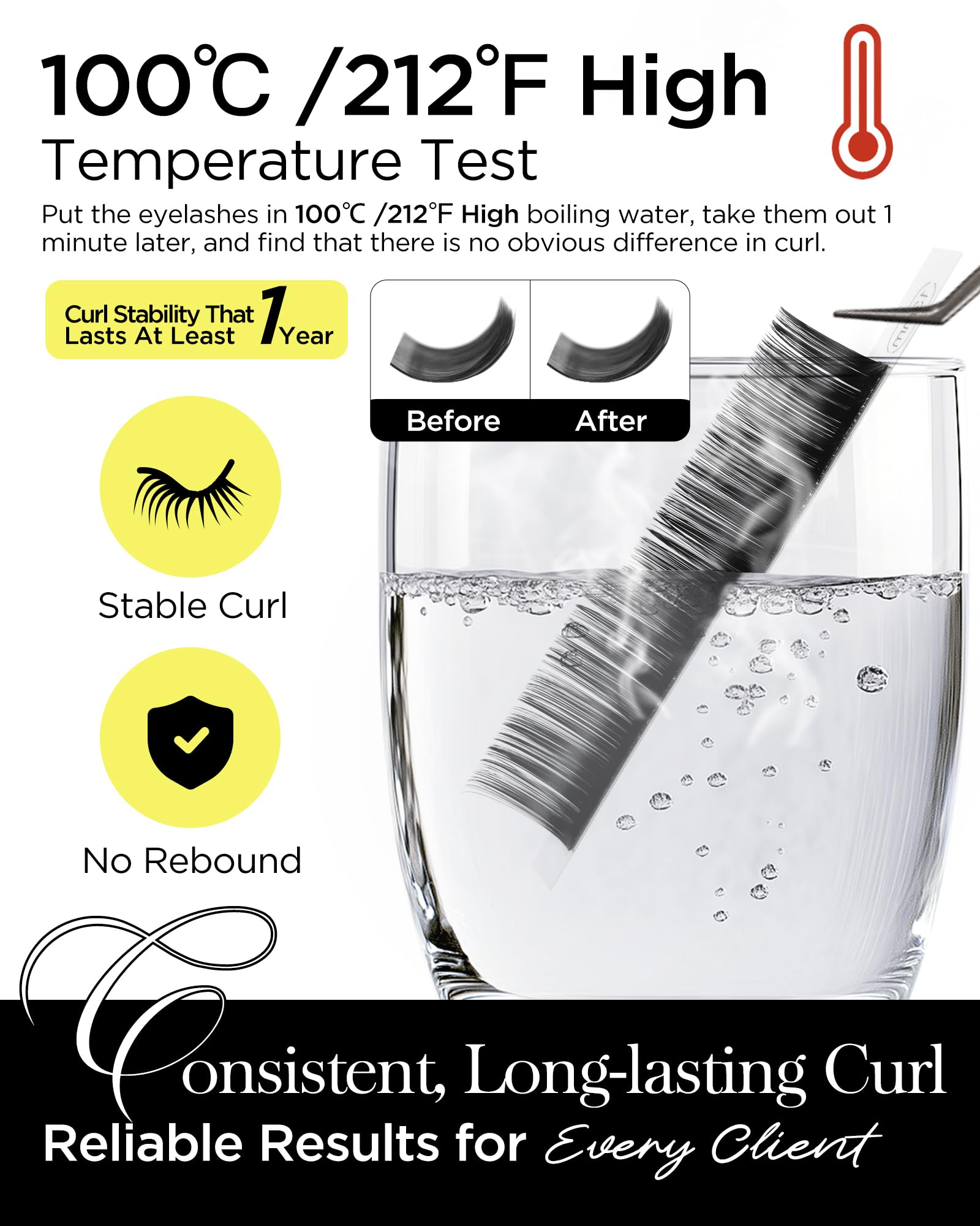 BEYELIAN NeverFlat curl stays stable under heat for reliable results.
