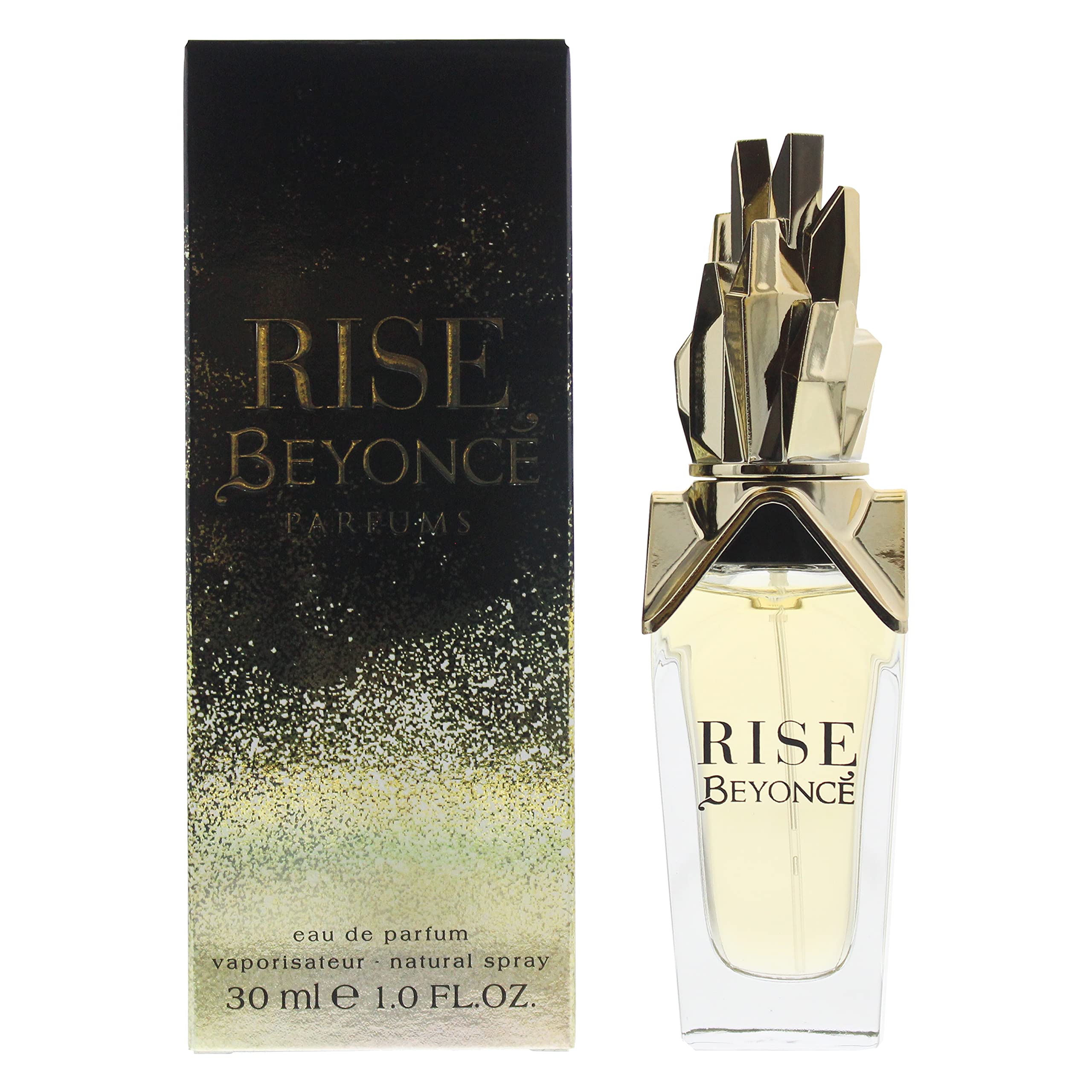 Beyoncé Rise label close-up with orchid and jasmine notes on display