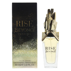 Beyoncé Rise label close-up with orchid and jasmine notes on display